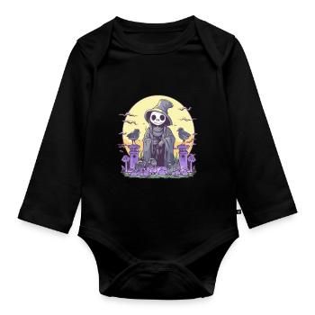 Pastel Goth Cute Death Grim Reaper Skeleton - Body Bébé bio manches longues - noir - Devant
