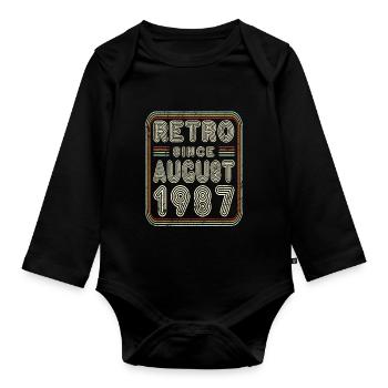 Geburtstag August 1987 Retro Geschenk - Baby Bio-Langarm-Body - Schwarz - Vorne