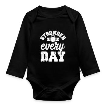 Stronger Every Day Weight Lifting Workout - Baby Bio-Langarm-Body - Schwarz - Vorne