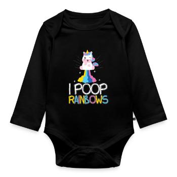 I Poop Rainbows - Baby Bio-Langarm-Body - Schwarz - Vorne