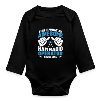 Radio Lover Frequency Network An Awesome Ham Radio - Organic Longsleeve Baby Bodysuit - black - Front
