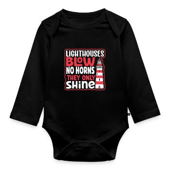 Lighthouse Seaside Nautical Ich Liebe Leuchtturm - Baby Bio-Langarm-Body - Schwarz - Vorne