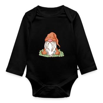 Garden Gnomes Gnome Lover Funny Gnome Gardening - Organic Longsleeve Baby Bodysuit - black - Front