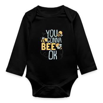 You Gonna Bee Ok | Honeybee Cute Bumblebee - Organic Longsleeve Baby Bodysuit - black - Front