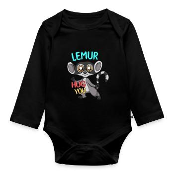 Lémurien - Body Bébé bio manches longues - noir - Devant