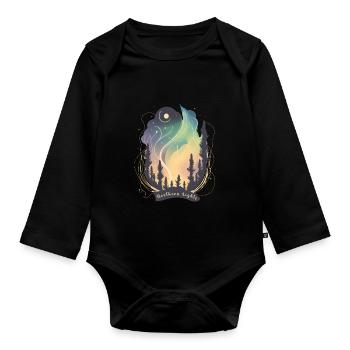 Aurora Borealis Nordlichter Wunderschön und - Baby Bio-Langarm-Body - Schwarz - Vorne