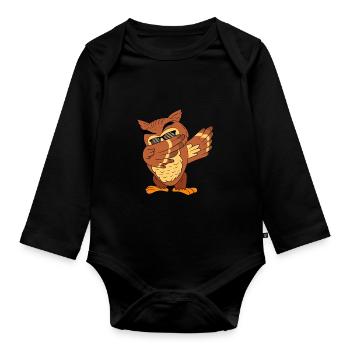 Cool Dabbing Owl Birds Of Prey Nocturnal Owl - Baby Bio-Langarm-Body - Schwarz - Vorne