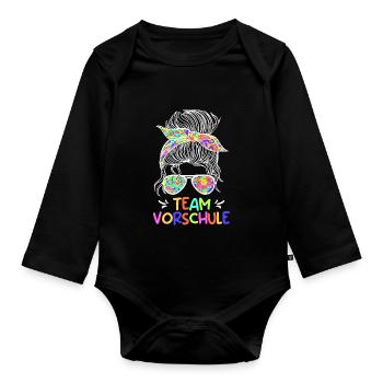 Vorschule Team Vorschüler Vorschulkinder - Baby Bio-Langarm-Body - Schwarz - Vorne
