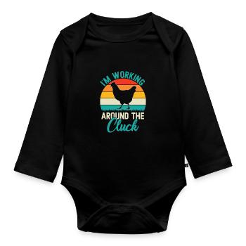 Hühnerliebhaber Hühnerbauer - Baby Bio-Langarm-Body - Schwarz - Vorne
