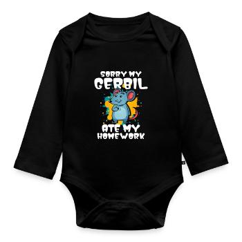 Gerbil Mouse Gift - Organic Longsleeve Baby Bodysuit - black - Front