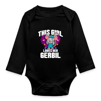 Gerbil Mouse Gift - Organic Longsleeve Baby Bodysuit - black - Front