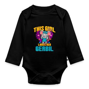 Gerbil Mouse Gift - Organic Longsleeve Baby Bodysuit - black - Front