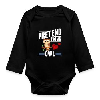 Birds Of Prey Nocturnal Pretend I'm An Owl Ornitho - Baby Bio-Langarm-Body - Schwarz - Vorne