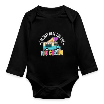 Im just here for the ice cream - Organic Longsleeve Baby Bodysuit - black - Front