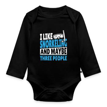 Ich mag Schnorcheln und vielleicht 3 Leute - Baby Bio-Langarm-Body - Schwarz - Vorne