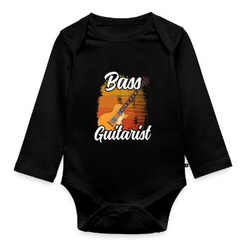 Guitariste Basse Bassiste Basse Musicien de guitare basse - Body Bébé bio manches longues - noir - Devant
