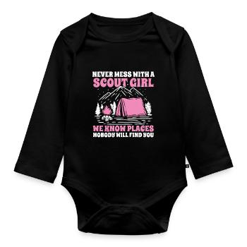 Boy Scout drôle - Body Bébé bio manches longues - noir - Devant