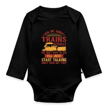Modelleisenbahn Lokomotive Eisenbahn - Baby Bio-Langarm-Body - Schwarz - Vorne