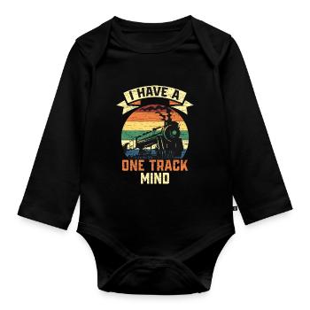Lokomotive Eisenbahn Lokführer - Baby Bio-Langarm-Body - Schwarz - Vorne