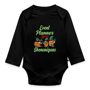 Funny event planner St. Patrick's Day - Organic Longsleeve Baby Bodysuit - black - Front