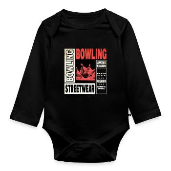 Bowling Bowling Bowling Ball Pins Bowling Players - Organic Longsleeve Baby Bodysuit - black - Front