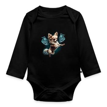 Chihuahua | Ballerina | Ballett | Tanz | Mädchen - Baby Bio-Langarm-Body - Schwarz - Vorne