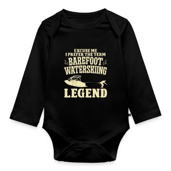 Waterskis Barefoot - Organic Longsleeve Baby Bodysuit - black - Front