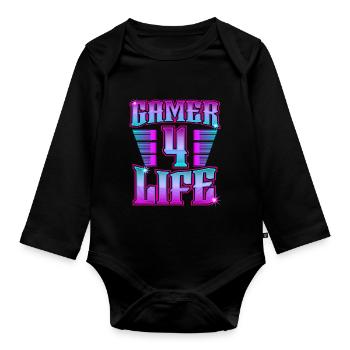 Gamer 4 Life Idée cadeau Gamer for Life - Body Bébé bio manches longues - noir - Devant