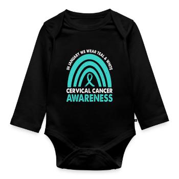En janvier, nous portons Teal & White - Body Bébé bio manches longues - noir - Devant