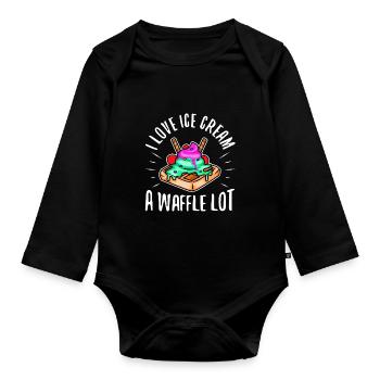 I love ice cream a waffle lot - Organic Longsleeve Baby Bodysuit - black - Front