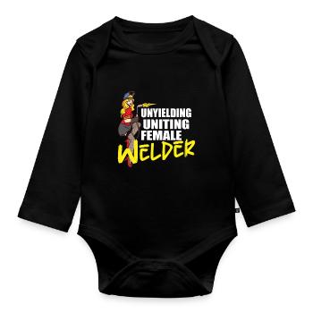 Female Welder Funny - Organic Longsleeve Baby Bodysuit - black - Front