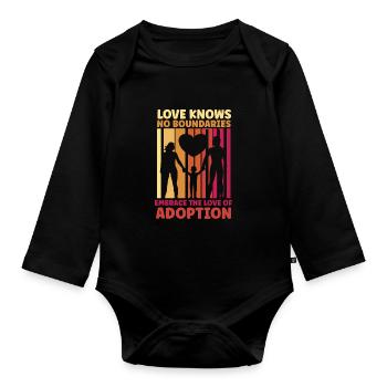 Lustige Adoptions-adoptions-tagesgeschenke - Baby Bio-Langarm-Body - Schwarz - Vorne
