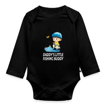 Daddy's Little Angel Buddy Cute Angler Boy - Organic Longsleeve Baby Bodysuit - black - Front