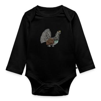 Auerhahn I Hühnervogel Auerhuhn Motiv für Jäger - Baby Bio-Langarm-Body - Schwarz - Vorne