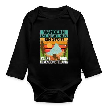 Wanderer Wanderung Wandern ist nicht nur ein Sport - Baby Bio-Langarm-Body - Schwarz - Vorne