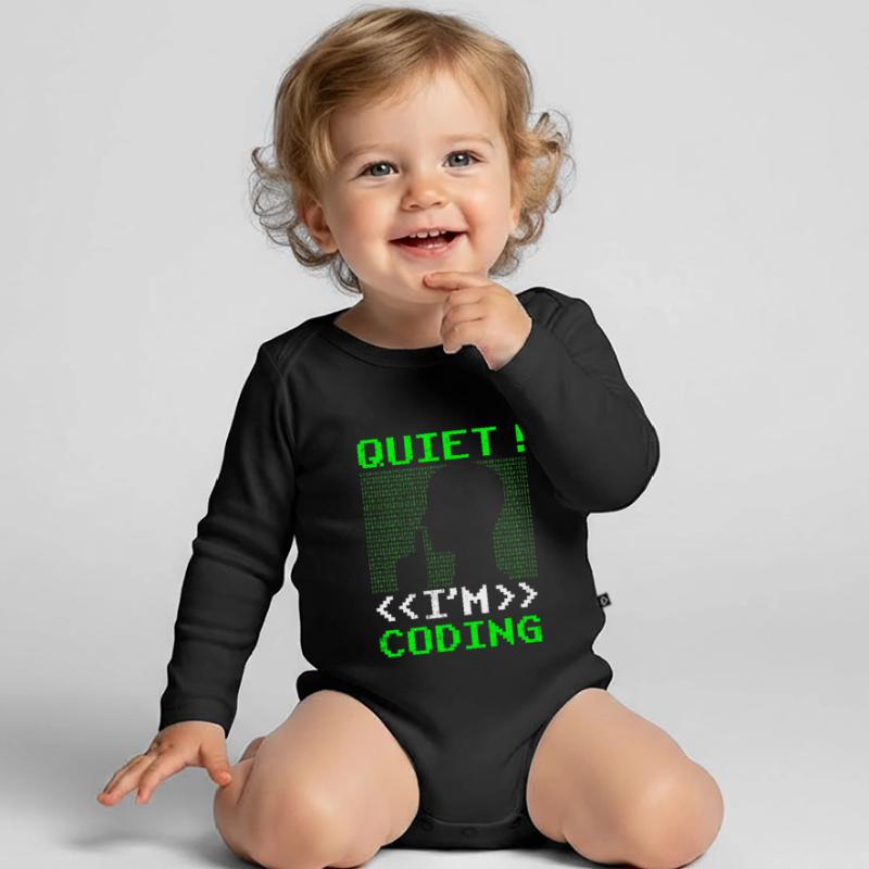 Leise Ich Programmiere Coding Coder Programmieren Baby Bio-Langarm-Body