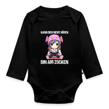 Gaming Konsole PC Zockerin Mädchen Gamer Girl - Baby Bio-Langarm-Body - Schwarz - Vorne