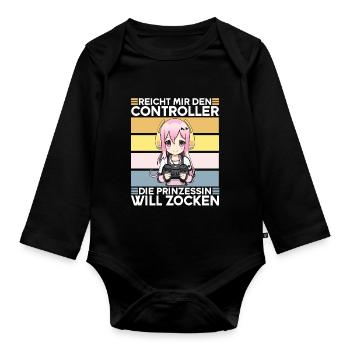 Gaming Konsole PC Zockerin Mädchen Gamer Girl - Baby Bio-Langarm-Body - Schwarz - Vorne