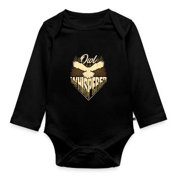 Owl Whisperer Owlet Ornithologist Bird Lover - Organic Longsleeve Baby Bodysuit - black - Front