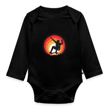 Skateboarding Retro Aesthetics Skating Skater - Organic Longsleeve Baby Bodysuit - black - Front