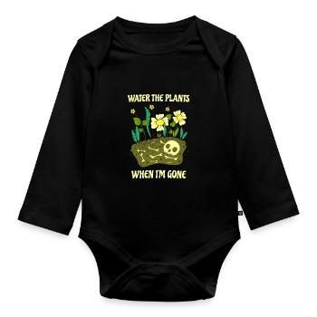 Gardener, plant lover, gardening, planting - Organic Longsleeve Baby Bodysuit - black - Front