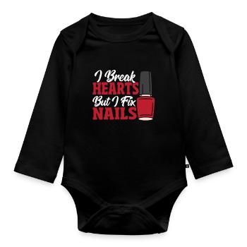 Je brise les cœurs, mais je répare les ongles - Body Bébé bio manches longues - noir - Devant