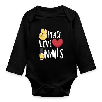 Peace Love Nails Nail Tech Nail Technicien - Body Bébé bio manches longues - noir - Devant