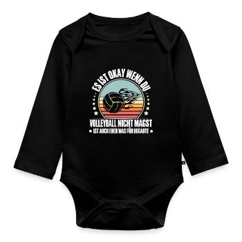 Volleyball - Baby Bio-Langarm-Body - Schwarz - Vorne