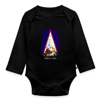 Souvenir with the country flag of American Samoa - Organic Longsleeve Baby Bodysuit - black - Front