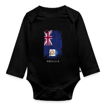 Souvenir Mit Der Landflagge Von Anguilla - Baby Bio-Langarm-Body - Schwarz - Vorne