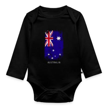 Souvenir with the country flag of Australia - Organic Longsleeve Baby Bodysuit - black - Front