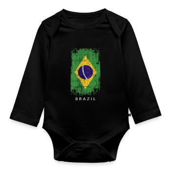 Souvenir Mit Der Landflagge Von Brazil - Baby Bio-Langarm-Body - Schwarz - Vorne