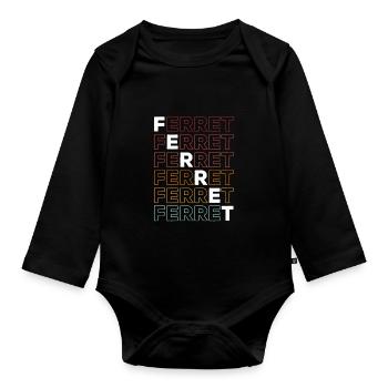 Retro Cute Ferret Vintage Weasel - Body Bébé bio manches longues - noir - Devant