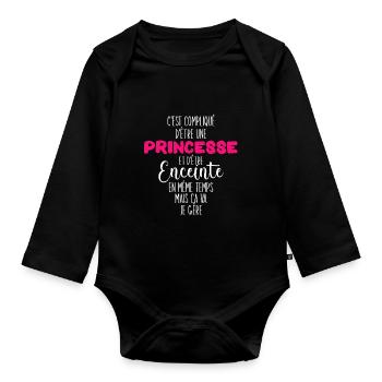 Idée Cadeau Future Maman Enceinte - Body Bébé bio manches longues - noir - Devant